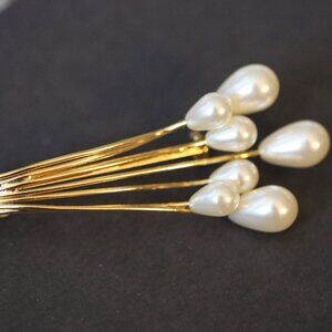 Vintage Signed Napier Gold Tone and Faux Pearl Brooch Pin